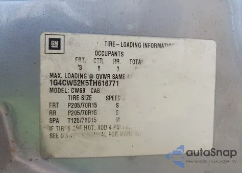 1996 Buick Park Avenue from USA, damaged, VIN 1G4CW52K5TH616771